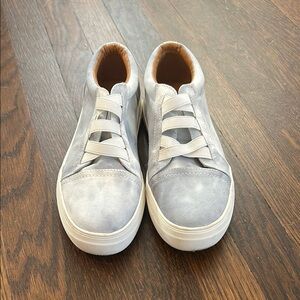 Gray Sneakers with Soft Suede Upper and White Rubber Soles